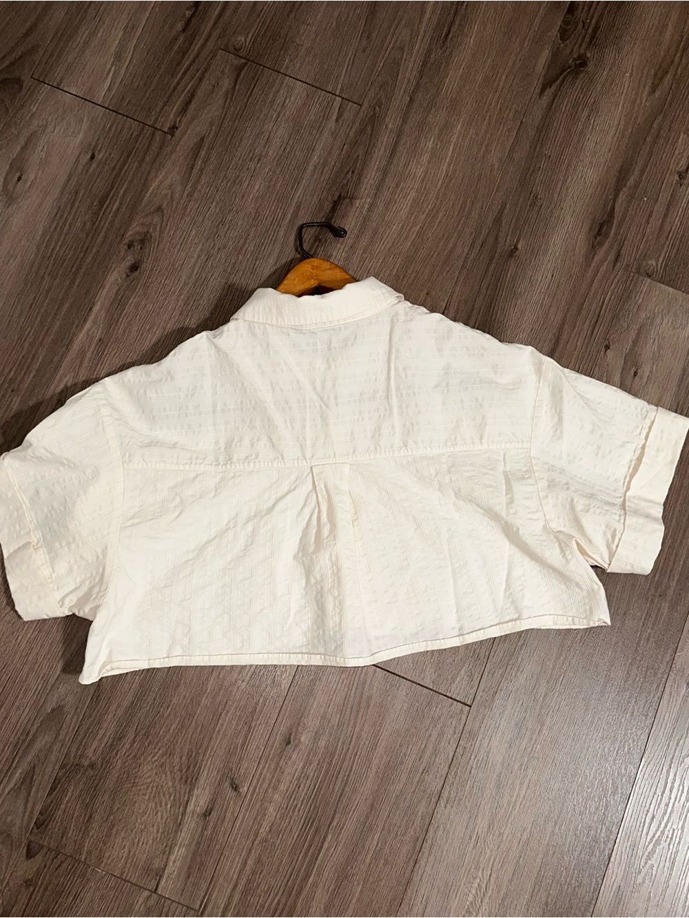 Zara Cream Cropped Boxy Button-Down Top - Picture 4 of 6